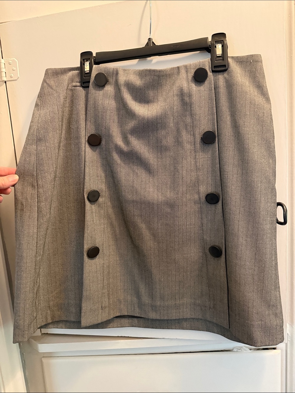 Loft- Classic Gray Button-Front A-Line Skirt - Women